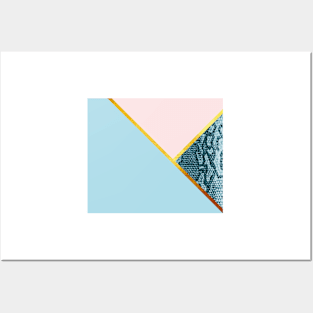 Abstract snake print, color blocking blue Posters and Art